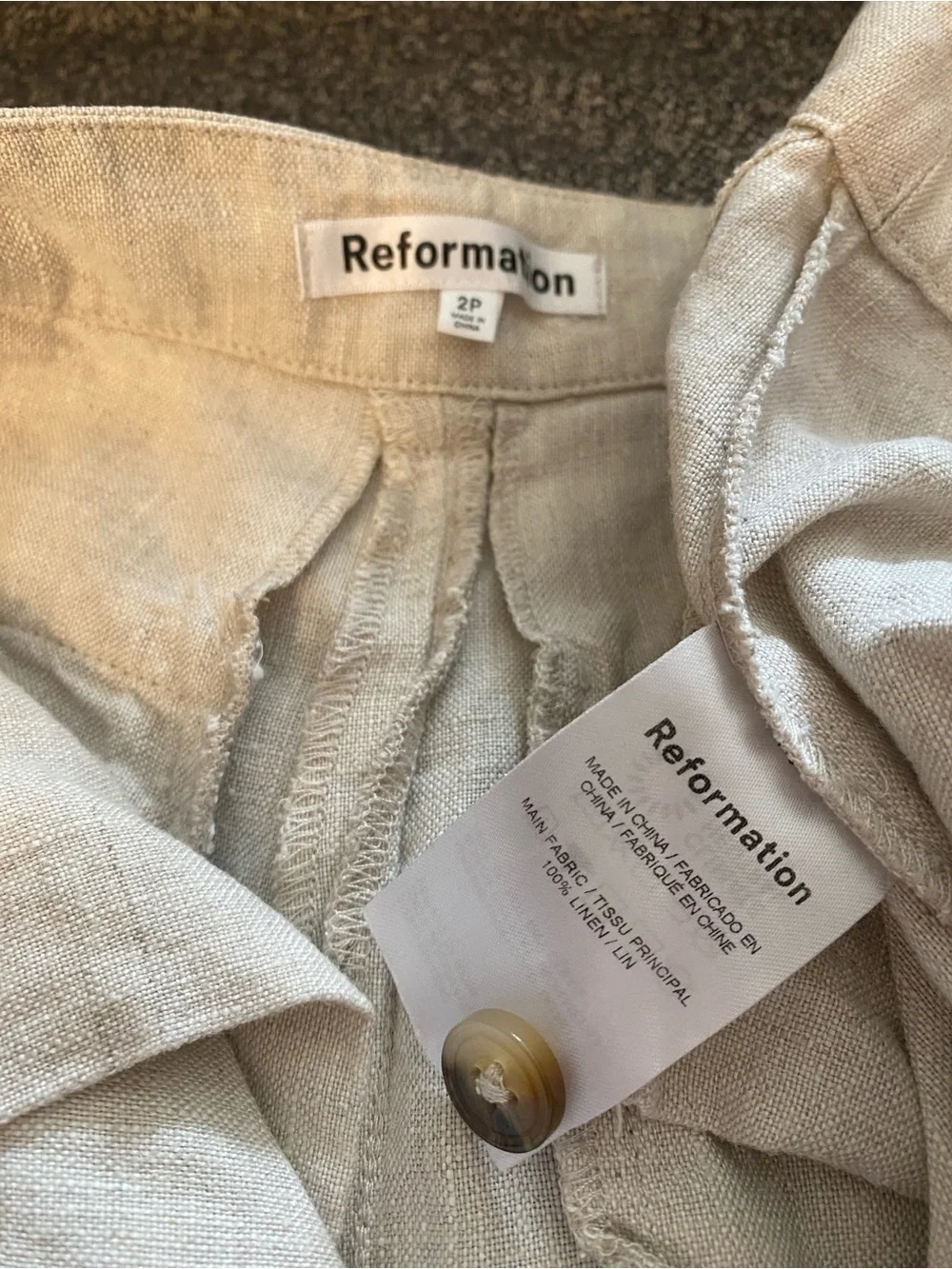 Reformation Wide Leg Pants in Light Gray-Cream